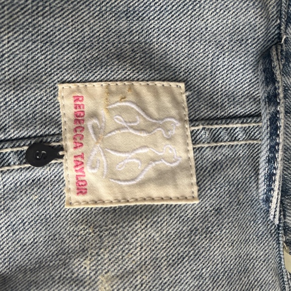 Rebecca Taylor Biker Moto Denim Vest Sleeveless Jacket Zipper Light Wash Gilet S - Picture 14 of 16